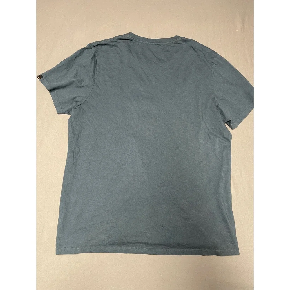 True Religion Mens TR LA Graphic T-Shirt Slate Blue Gray 2XL Made in USA